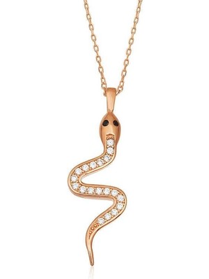 Cey jewelry Gümüş Rose Yılan Bayan Kolye