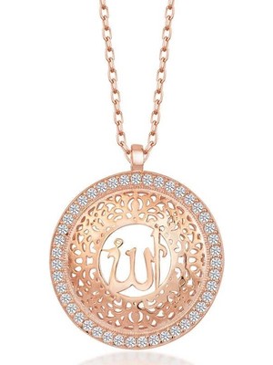 Cey jewelry Gümüş Rose Allah Yazılı Kadın Kolye