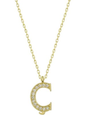 Cey jewelry Gümüş Gold Ç Harfi Kadın Kolye