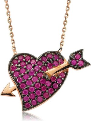 Cey jewelry Gümüş Pembe Aşk Oku Bayan Kolye