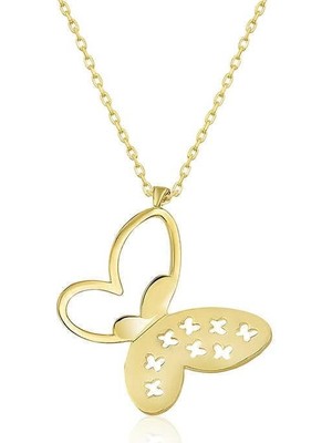Cey jewelry ​​gümüş Gold Kelebek Bayan Kolye