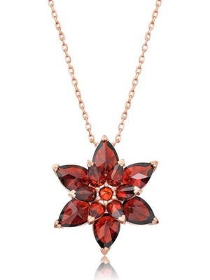 Cey jewelry Gümüş Rose Kırmızı Lotus Çiçeği Kolye