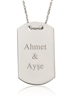 Cey jewelry Gümüş Isimli Asker Künyesi Bayan Kolye