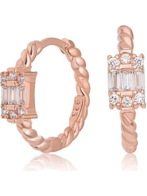 Cey jewelry Gümüş Baget Taşlı Kadın Küpe