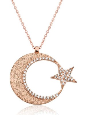 Cey jewelry Gümüş Ay Yıldız Bayan Kolye
