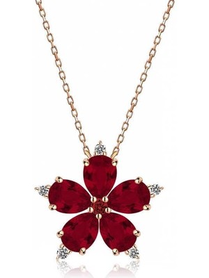 Cey jewelry Gümüş Rose Kırmızı Kamelya Çiçeği Kolye