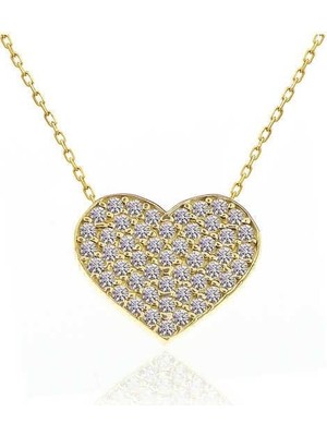 Cey jewelry Gümüş Gold Kalp Kadın Kolye