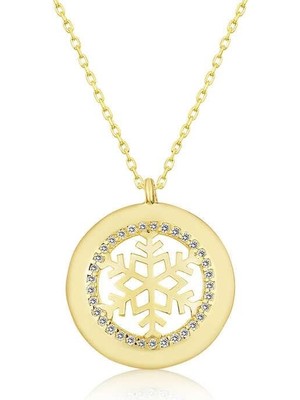 Cey jewelry Gümüş Gold Kar Tanesi Bayan Kolye