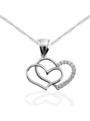 Cey jewelry Gümüş Kalpli Bayan Kolye