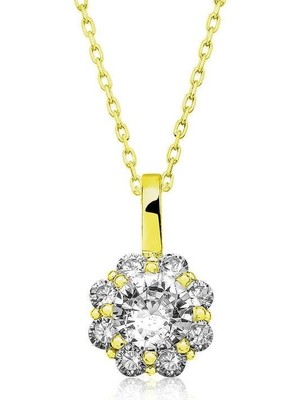 Cey jewelry Gümüş Gold Çiçek Kolye