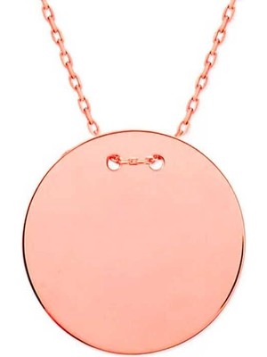 Cey jewelry Gümüş Rose Yuvarlak Plaka Kolye