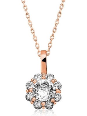 Cey jewelry Gümüş Rose Çiçek Kolye