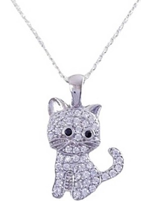 Cey jewelry Gümüş Kedi Kadın Kolye