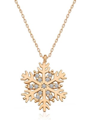 Cey jewelry Gümüş Rose Kar Tanesi Bayan Kolye
