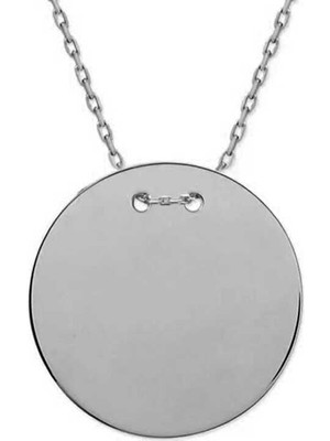 Cey jewelry Gümüş Yuvarlak Plaka Kolye