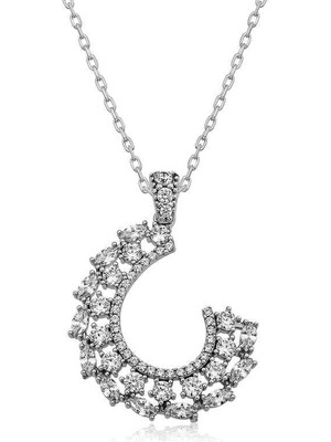 Cey jewelry Gümüş Markiz Taşlı Bayan Kolye