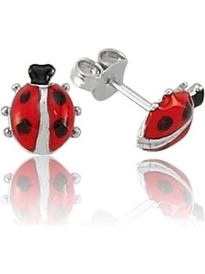 Cey jewelry Gümüş Uğur Böceği Çivili Küpe