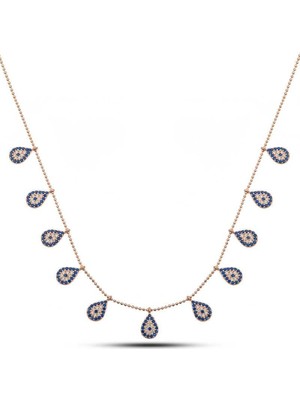 Cey jewelry Gümüş Rose Damla Nazarlı Şans Kadın Kolye