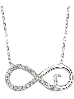 Cey jewelry Gümüş Kalpli Sonsuzluk Bayan Kolye