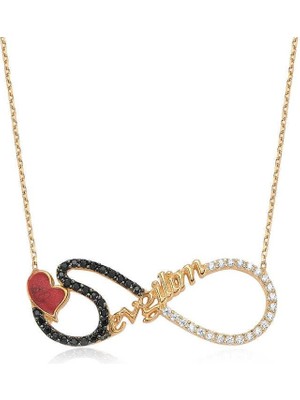 Cey jewelry Gümüş Sevgilim Yazılı Sonsuzluk Bayan Kolye