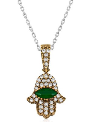 Cey jewelry Gümüş Fatma Eli Otantik Bayan Kolye
