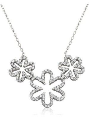 Cey jewelry Gümüş Üçlü Papatya Bayan Kolye