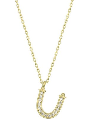 Cey jewelry Gümüş Gold Ü Harfi Kadın Kolye
