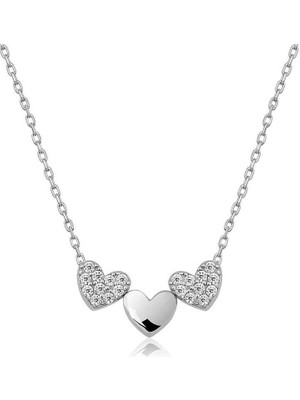 Cey jewelry ​gümüş Üç Kalp Kolye