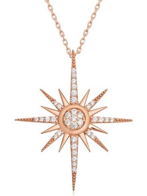 Cey jewelry Gümüş Rose Kutup Yıldızı Kadın Kolye