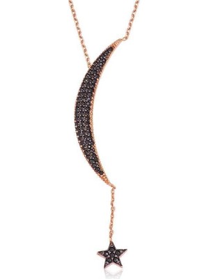 Cey jewelry Gümüş Zincirli Ay Yıldız Bayan Kolye