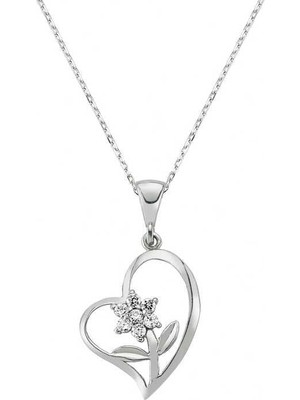 Cey jewelry Gümüş Kalbimin Çiçeği Bayan Kolye