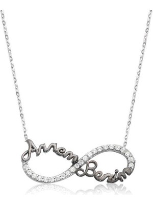 Cey jewelry Gümüş Sonsuzluk Annem Benim Bayan Kolye