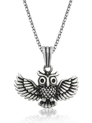 Gumush Gümüş Baykuş Erkek Kolye