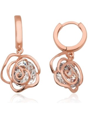 Cey jewelry Gümüş Sallantılı Gül Küpe