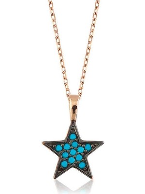 Cey jewelry Gümüş Mavi Yıldız Bayan Kolye