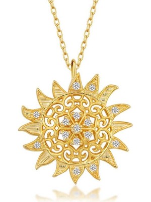 Cey jewelry Gümüş Gold Güneş Kadın Kolye