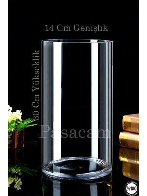 Paşabahçe Denizli El Imalatı Silindir Cam Vazo Set 2li (14çap  x  20 cm -30 cm )