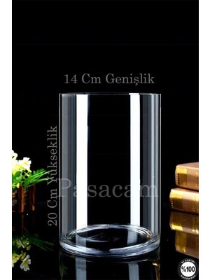 Paşabahçe Denizli El Imalatı Silindir Cam Vazo Set 2li (14çap  x  20 cm -30 cm )