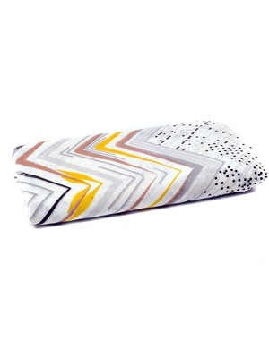 Pamuk 2'li Sarı Siyah Gri Zigzak Desenli Yastık Kılıfı 50X70