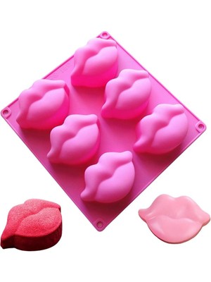 Tinky Winky Kek Kalıbı Dudak Şekilli Silikon Çikolata, Sabun, Epoksi, Reçine Ve Pasta Kalıbı 6 Bölmeli