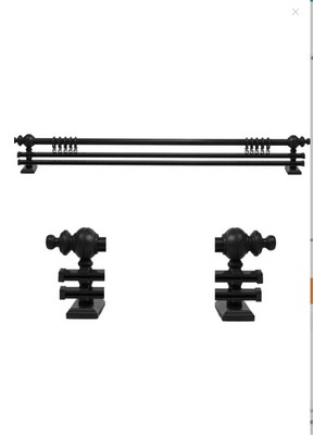 Rustik Siyah Tek Raylı Ahşap Rustik Perde Askısı ve Alüminyum Rustik Borusu 300 cm