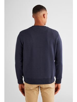 Gant Erkek Bisiklet Yaka Logolu Sweatshirt - Lacivert