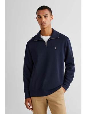 Gant Erkek Regular Fit Yarım Fermuarlı Sweatshirt - Lacivert