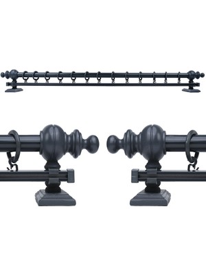 Officeofsy Rustikantrasit Tek Raylı Ahşap Rustikperde Askısı Ve Alüminyum Rustikborusu 250 Cm