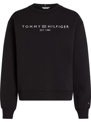 Tommy Hilfiger Kadın Mdrn Reg Corp Logo C-Nk Swtshrt Sweatshirt - Siyah