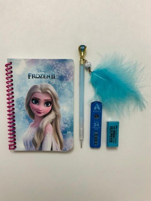 Keskin Kırtasiye Seti ( Frozen Not Defteri - Tüylü Taşlı Uçlu Kalem - Uç - Silgi )