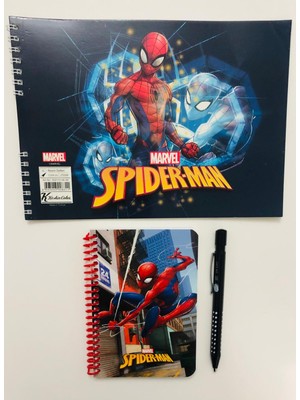 Keskin Kırtasiye Seti Örümcek Adam ( Spider-Man Resim Defteri 17*24 - Spider-Man Not Defteri - Üçgen Uçlu Kalem )