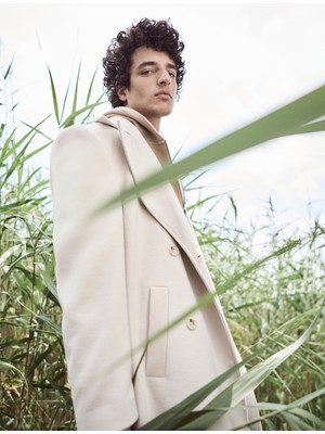 Koton Uzun Kaşe Kaban Kruvaze Yaka Cep Detaylı Viskon Karışımlı