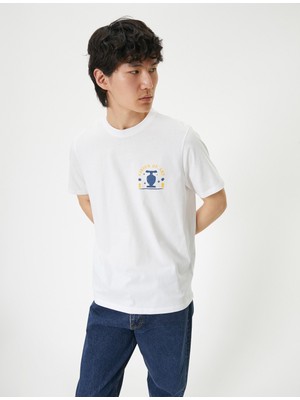 Koton Slogan Baskılı Tişört Bisiklet Yaka Kısa Kollu Pamuklu