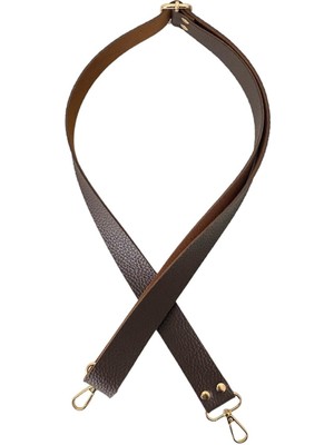 Yumakça Sürgü Tokalı Ayarlanabilir Çanta Askısı 135 Cm* 3 cm Kahve Renk Altın Kancalı